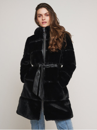 Harvard Faux Fur Coat - Black (Rino & Pelle)